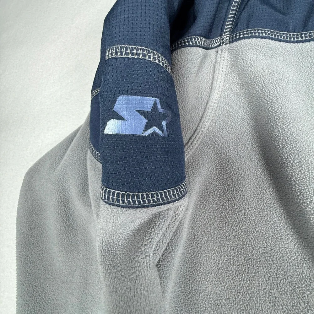 Starter Mens Large Gray Blue Fleece 1/4 Zip Pullover Long Sleeve Jacket - Picture 10 of 12